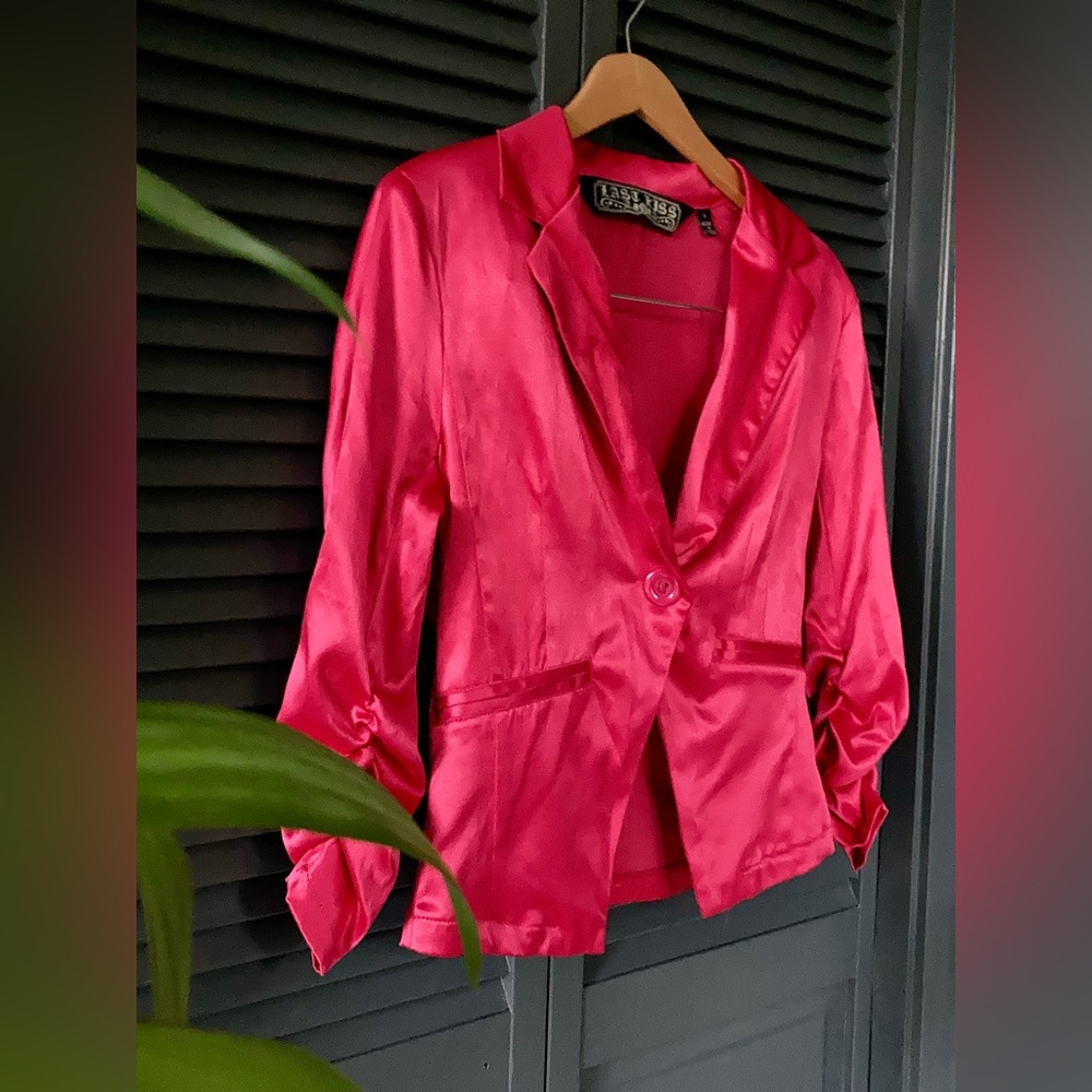 Hot pink satin blazer